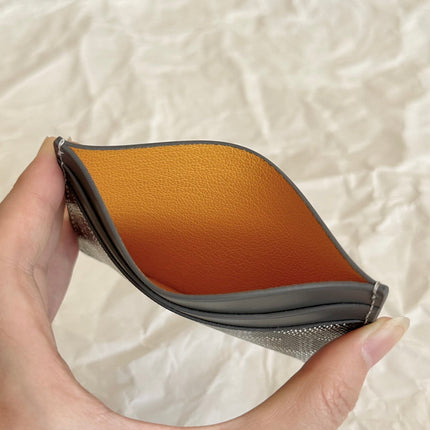 SAINT-SULPICE CARD WALLET 10 IN GREY BLACK GOYARDINE CANVAS AND CALFSKIN