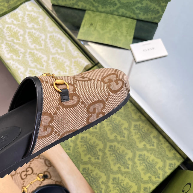 HORSEBIT MULE IN LIGHT BROWN MONOGRAM CANVAS AND BLACK LINING