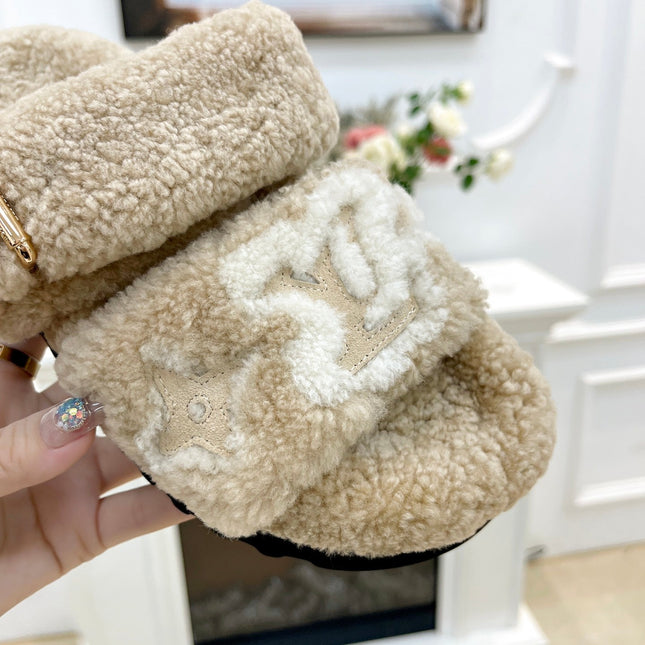 DAD SANDAL MULE IN WHEAT TAN MIX WHITE FLEECE