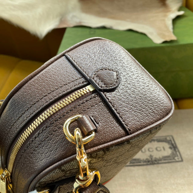 OPHIDIA GG SMALL 21 SHOULDER BAG BEIGE AND EBONY SUPREME CANVAS