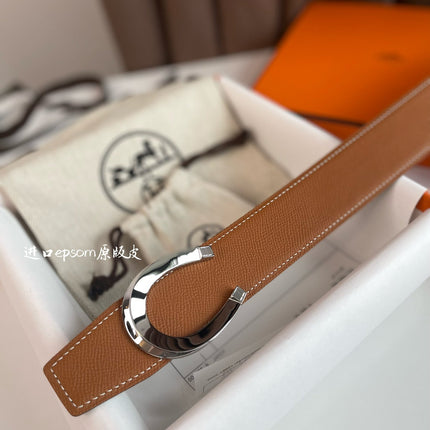 LUCK BELT BUCKLE & REVERSIBLE GINGER ORANGE AND BLACK LEATHER STRAP 38MM SILVER HARDWARE