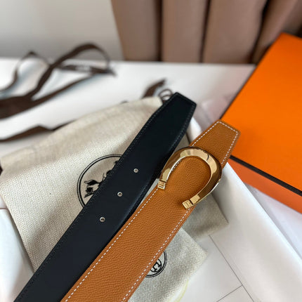 LUCK BELT BUCKLE & REVERSIBLE GINGER ORANGE LEATHER STRAP 38MM GOLDEN HARDWARE