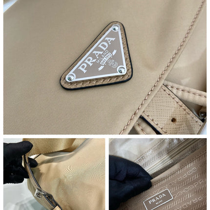 SMALL BACKPACK 28 IN SHOELACE BEIGE PARACHUTE FABRIC