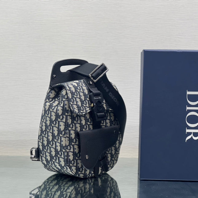 GALLOP SLING BAG 27 IN BEIGE MIX BLACK OBLIQUE JACQUARD AND CALFSKIN