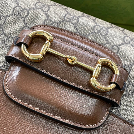 GG HORSEBIT 1955 SMALL 29 BAG BEIGE CANVAS AND LIGHT BROWN CALFSKIN