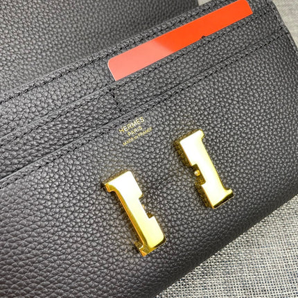 HM CLUTCH CONSTANCE 22 BLACK CALFSKIN GOLD HARDWARE