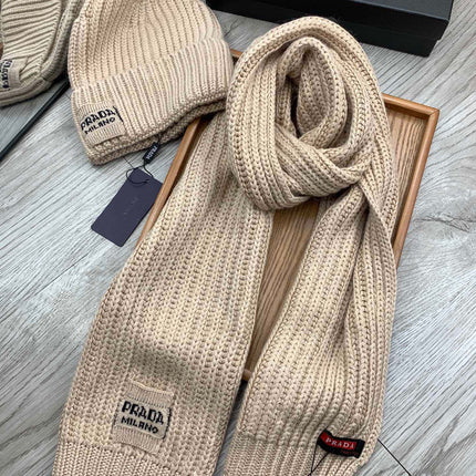 SET SCARF AND HAT IN SAND BROWN WOOL AND RABBIT FUR 388990