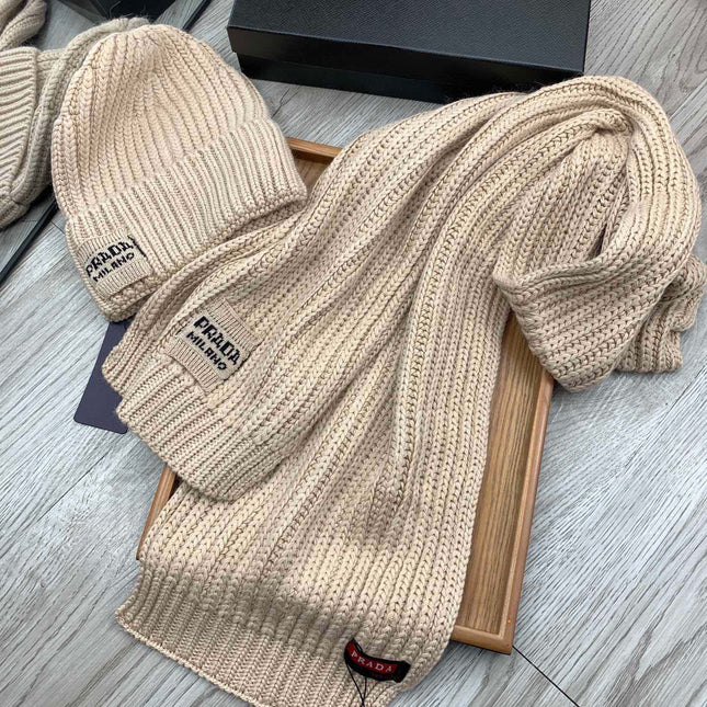 SET SCARF AND HAT IN SAND BROWN WOOL AND RABBIT FUR 388990