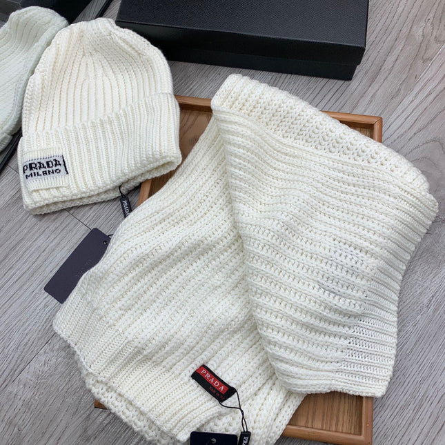 SET SCARF AND HAT IN WHITE WOOL AND RABBIT FUR 388991