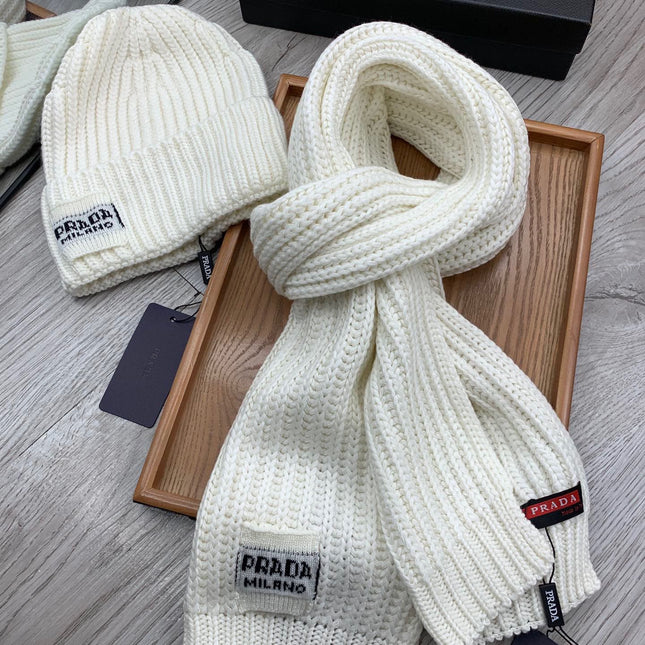 SET SCARF AND HAT IN WHITE WOOL AND RABBIT FUR 388991