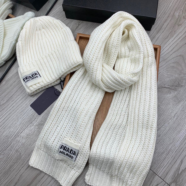 SET SCARF AND HAT IN WHITE WOOL AND RABBIT FUR 388991