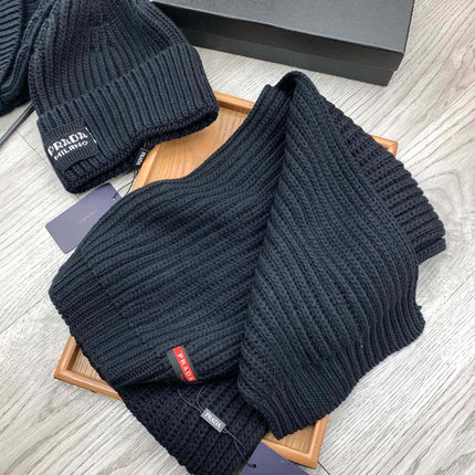 SET SCARF AND HAT IN BLACK WOOL AND RABBIT FUR 388994