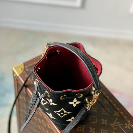 NANO NOÉ 16 IN BLACK BEIGE BICOLOR MONOGRAM EMPREINTE CALFSKIN