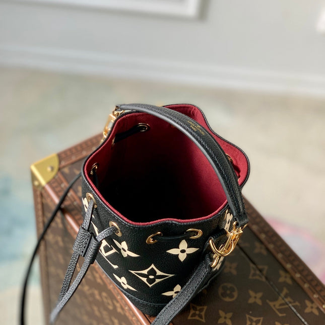 NANO NOÉ 16 IN BLACK BEIGE BICOLOR MONOGRAM EMPREINTE CALFSKIN
