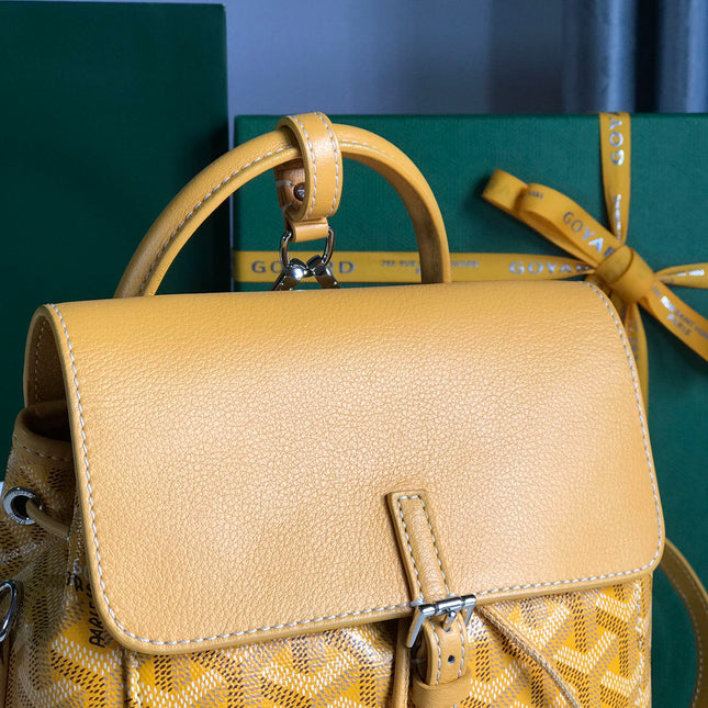 ALPIN MINI BACKPACK 21 IN YELLOW LAMBSKIN AND GOYARDINE CANVAS