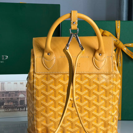 ALPIN MINI BACKPACK 21 IN YELLOW LAMBSKIN AND GOYARDINE CANVAS