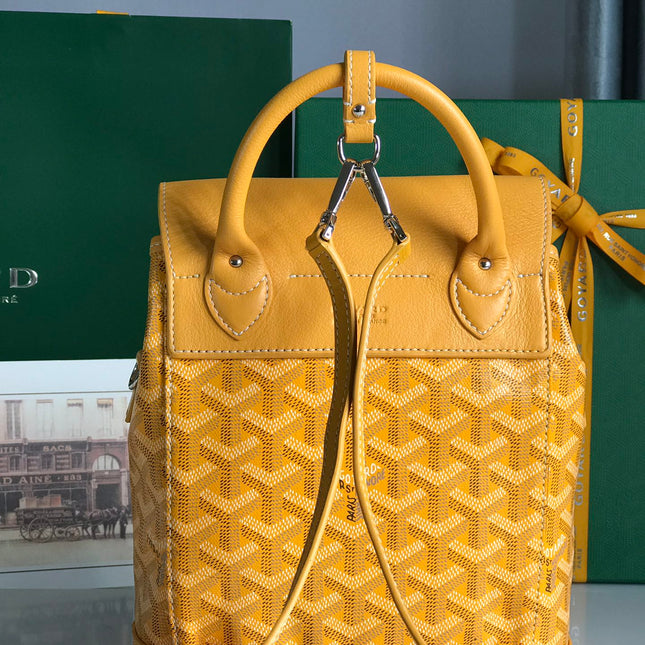ALPIN MINI BACKPACK 21 IN YELLOW LAMBSKIN AND GOYARDINE CANVAS