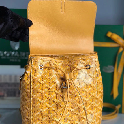 ALPIN MINI BACKPACK 21 IN YELLOW LAMBSKIN AND GOYARDINE CANVAS