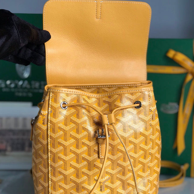 ALPIN MINI BACKPACK 21 IN YELLOW LAMBSKIN AND GOYARDINE CANVAS