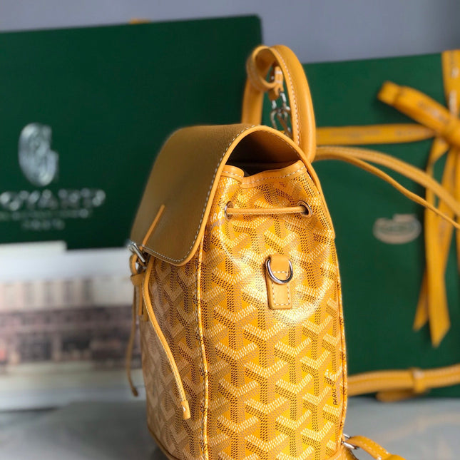 ALPIN MINI BACKPACK 21 IN YELLOW LAMBSKIN AND GOYARDINE CANVAS