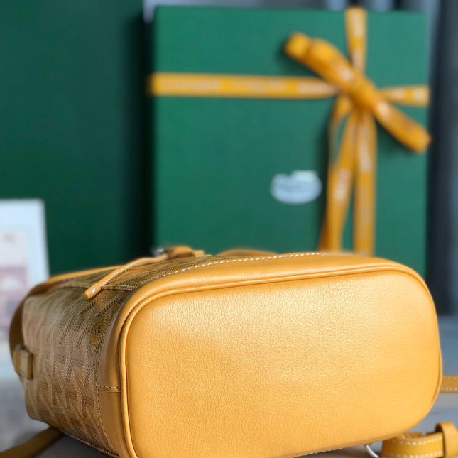 ALPIN MINI BACKPACK 21 IN YELLOW LAMBSKIN AND GOYARDINE CANVAS