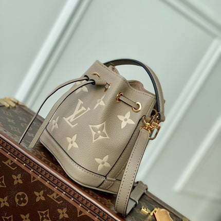 NANO NOÉ 16 IN GREY TOURTERELLE BICOLOR MONOGRAM EMPREINTE CALFSKIN