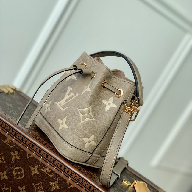 NANO NOÉ 16 IN GREY TOURTERELLE BICOLOR MONOGRAM EMPREINTE CALFSKIN