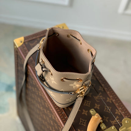 NANO NOÉ 16 IN GREY TOURTERELLE BICOLOR MONOGRAM EMPREINTE CALFSKIN