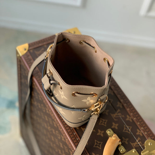 NANO NOÉ 16 IN GREY TOURTERELLE BICOLOR MONOGRAM EMPREINTE CALFSKIN