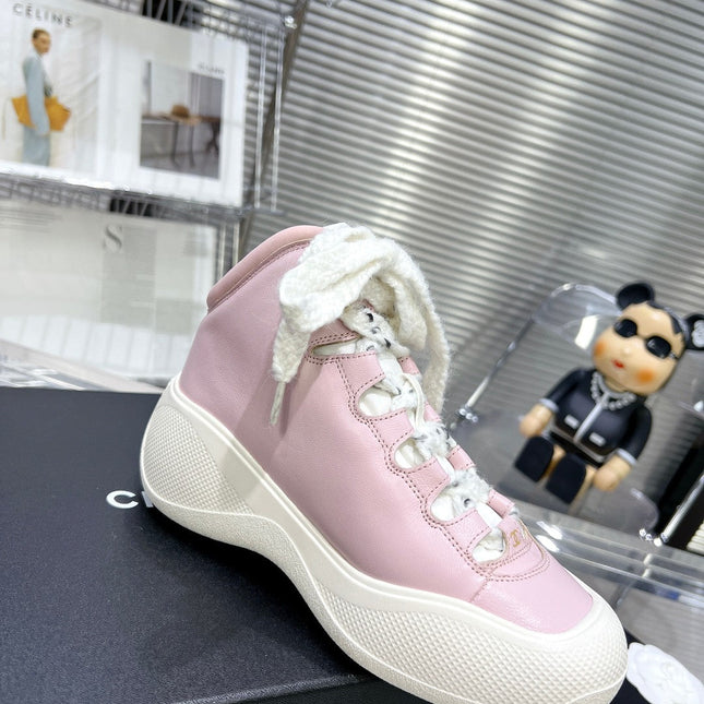 CC CANO ALTO SNEAKER IN BLUSH PINK CALFSKIN AND WHITE RUBBER