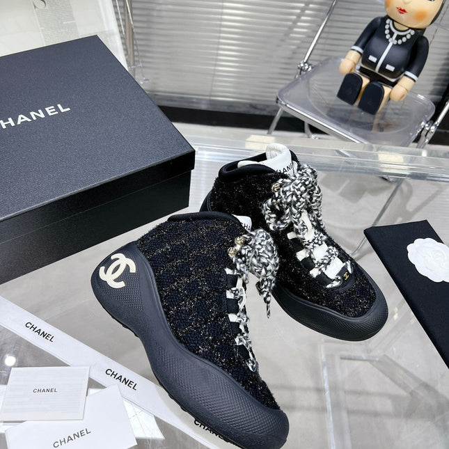 CC CANO ALTO SNEAKER IN BLACK TWEED AND RUBBER