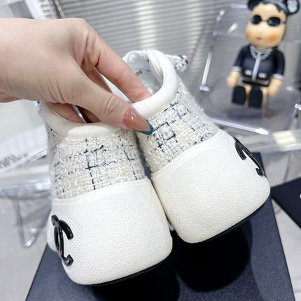 CC CANO ALTO SNEAKER IN WHITE WOOL TWEED AND RUBBER