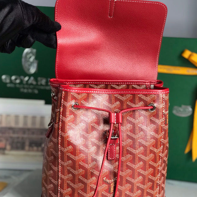 ALPIN MINI BACKPACK 21 IN CLASSIC RED LAMBSKIN AND GOYARDINE CANVAS