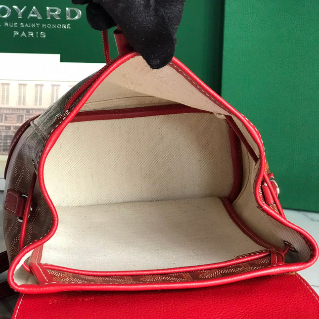 ALPIN MINI BACKPACK 21 IN CLASSIC RED LAMBSKIN AND GOYARDINE CANVAS