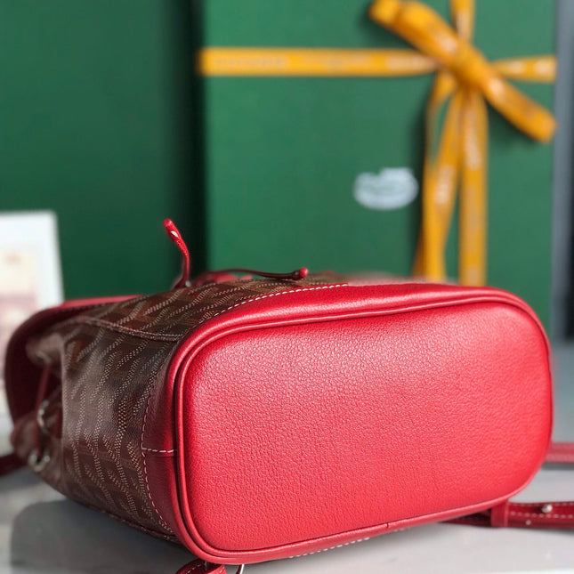 ALPIN MINI BACKPACK 21 IN CLASSIC RED LAMBSKIN AND GOYARDINE CANVAS