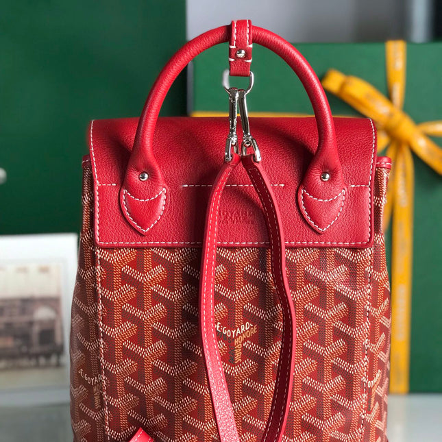 ALPIN MINI BACKPACK 21 IN CLASSIC RED LAMBSKIN AND GOYARDINE CANVAS