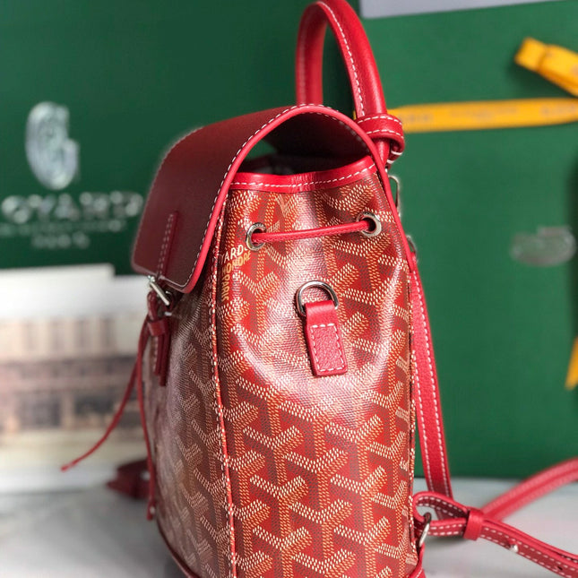 ALPIN MINI BACKPACK 21 IN CLASSIC RED LAMBSKIN AND GOYARDINE CANVAS