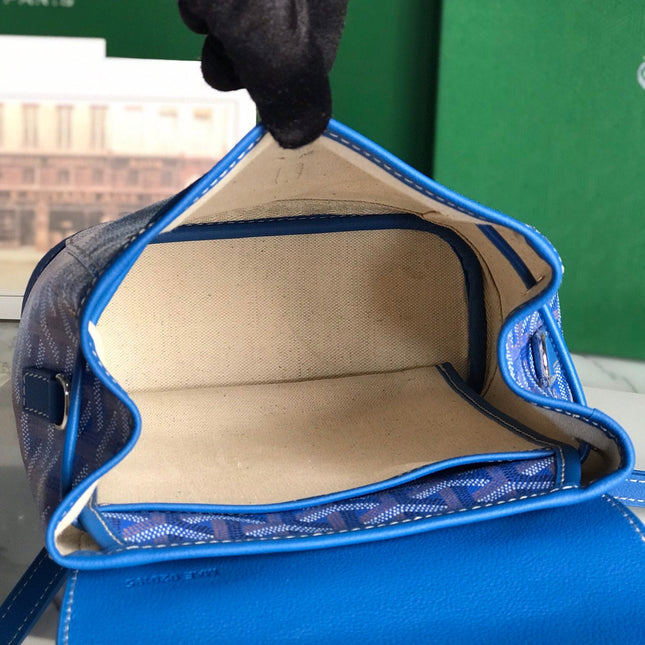 ALPIN MINI BACKPACK 21 IN SAPPHIRE BLUE LAMBSKIN AND GOYARDINE CANVAS
