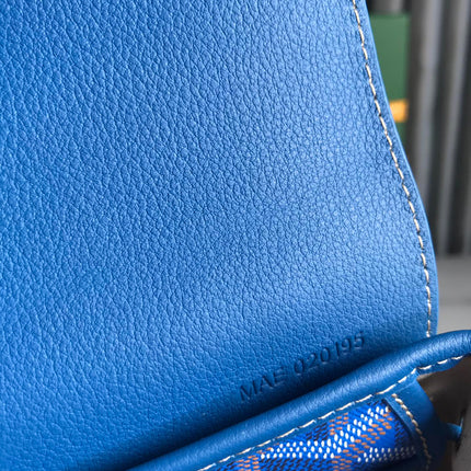 ALPIN MINI BACKPACK 21 IN SAPPHIRE BLUE LAMBSKIN AND GOYARDINE CANVAS