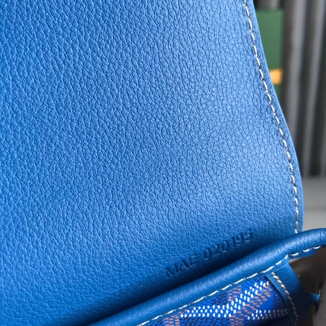 ALPIN MINI BACKPACK 21 IN SAPPHIRE BLUE LAMBSKIN AND GOYARDINE CANVAS