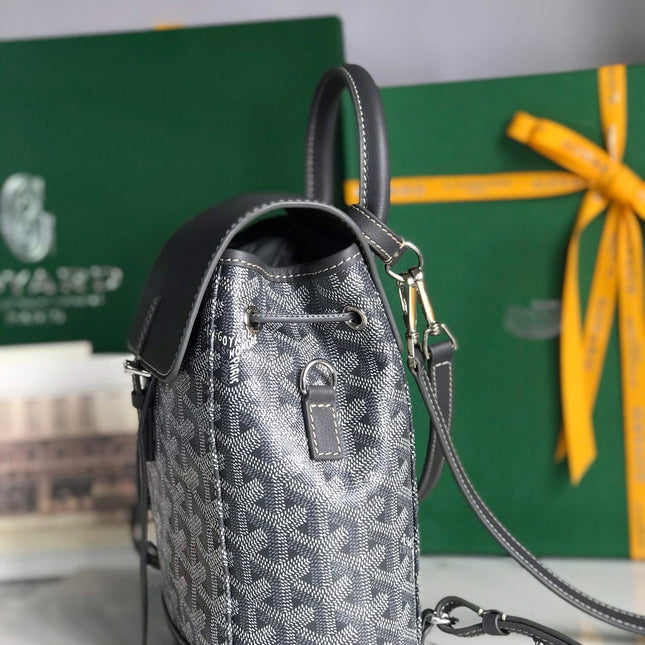 ALPIN MINI BACKPACK 21 IN GRAY LAMBSKIN AND GOYARDINE CANVAS