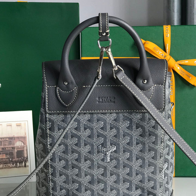 ALPIN MINI BACKPACK 21 IN GRAY LAMBSKIN AND GOYARDINE CANVAS