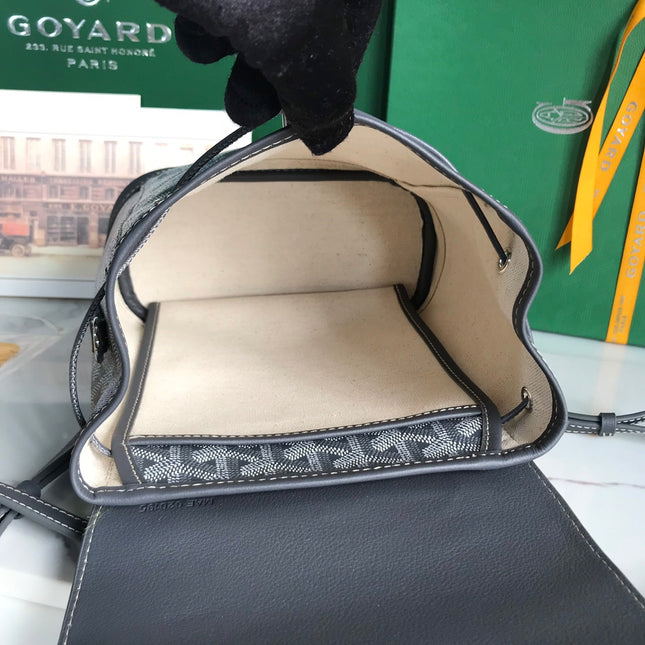 ALPIN MINI BACKPACK 21 IN GRAY LAMBSKIN AND GOYARDINE CANVAS
