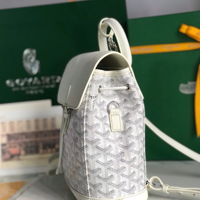 ALPIN MINI BACKPACK 21 IN WHITE LAMBSKIN AND GOYARDINE CANVAS