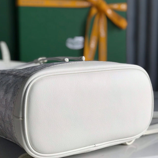 ALPIN MINI BACKPACK 21 IN WHITE LAMBSKIN AND GOYARDINE CANVAS