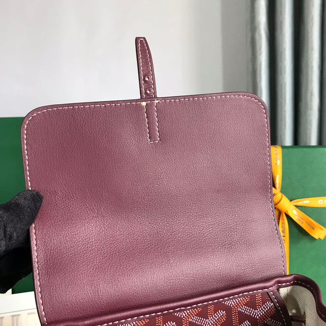 ALPIN MINI BACKPACK 21 IN WINE RED LAMBSKIN AND GOYARDINE CANVAS
