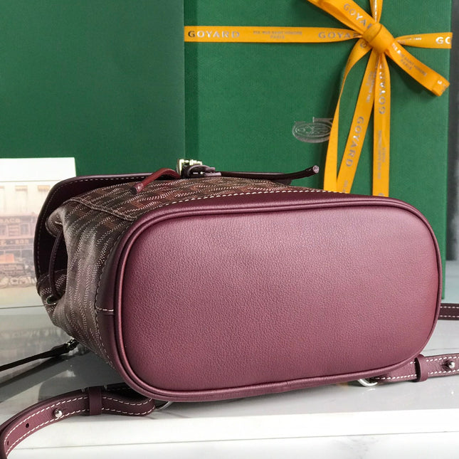 ALPIN MINI BACKPACK 21 IN WINE RED LAMBSKIN AND GOYARDINE CANVAS