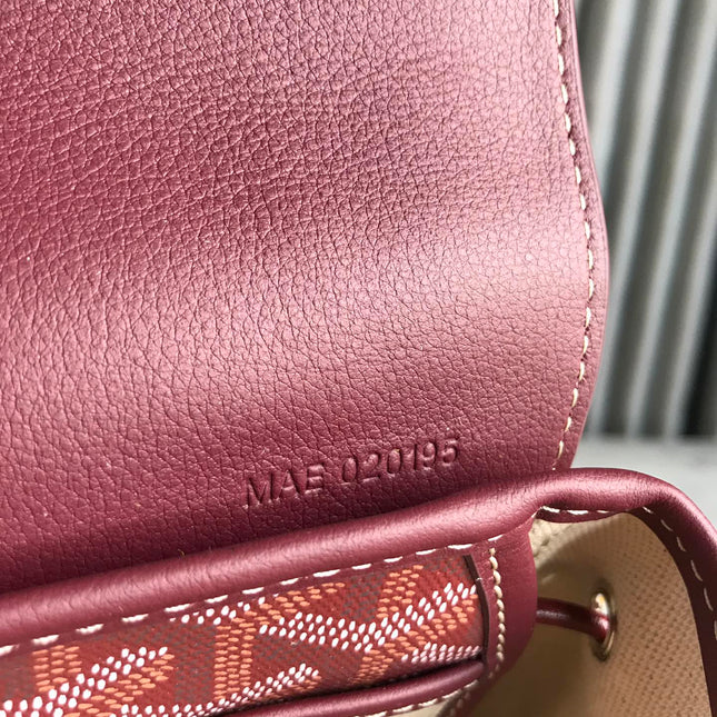 ALPIN MINI BACKPACK 21 IN WINE RED LAMBSKIN AND GOYARDINE CANVAS