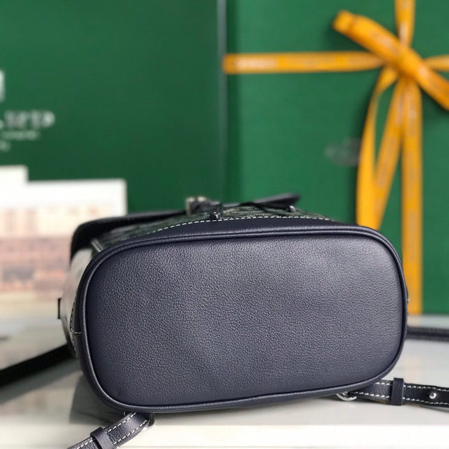 ALPIN MINI BACKPACK 21 IN NAVY BLUE LAMBSKIN AND GOYARDINE CANVAS
