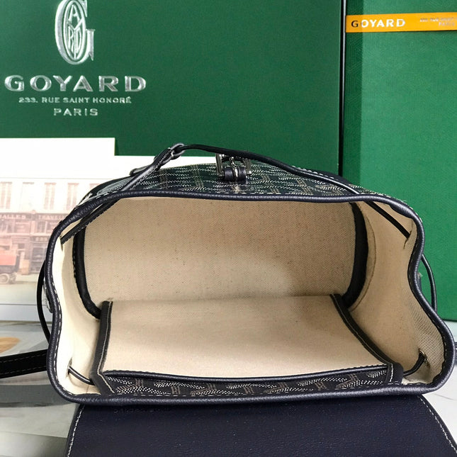 ALPIN MINI BACKPACK 21 IN NAVY BLUE LAMBSKIN AND GOYARDINE CANVAS